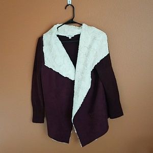 Medium JustFab Burgundy Sweater Jacket